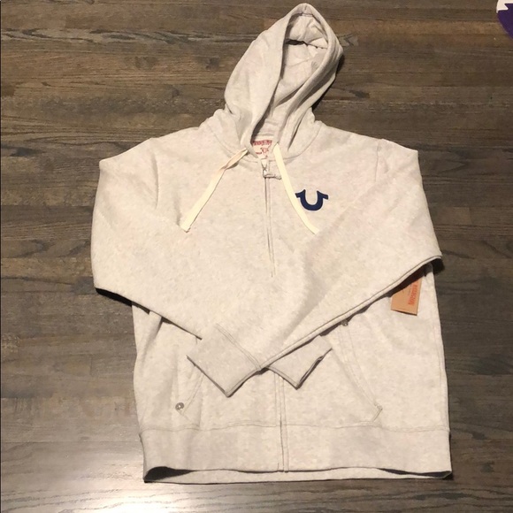 true religion grey zip up hoodie